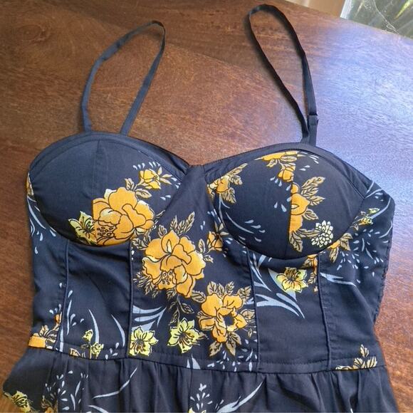 Band of Gypsies Floral Bustier Jumpsuit – Black/Yellow, Size XS - Picture 1 of 8